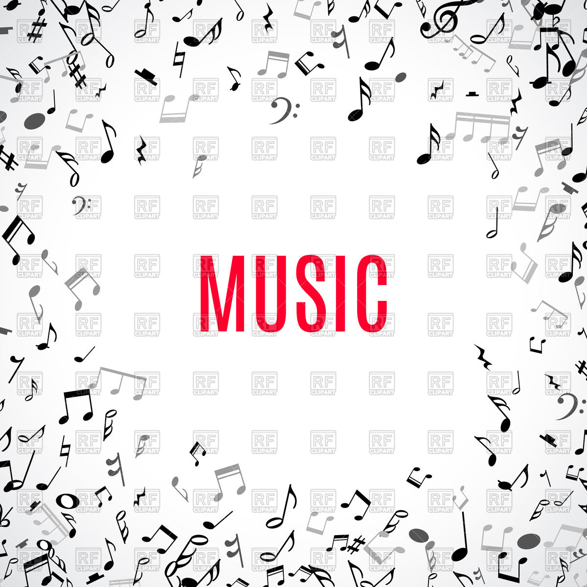 1200x1200 Musical Frame And Border With Black Notes On White Background