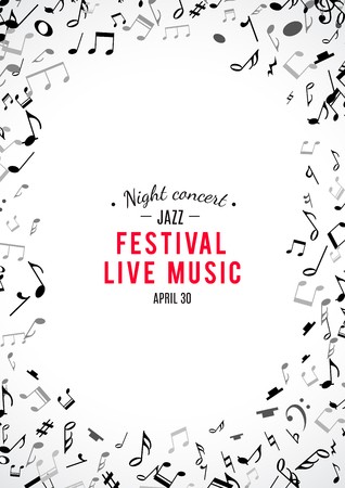 318x450 Abstract Musical Frame And Border With Black Notes On White