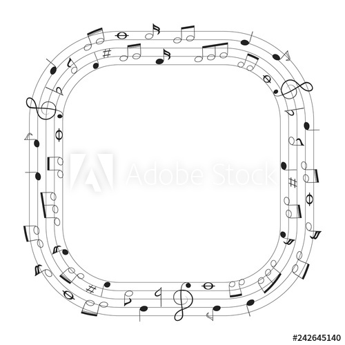 500x500 Musical Theme Square Frame With Notes And Clef Music Border