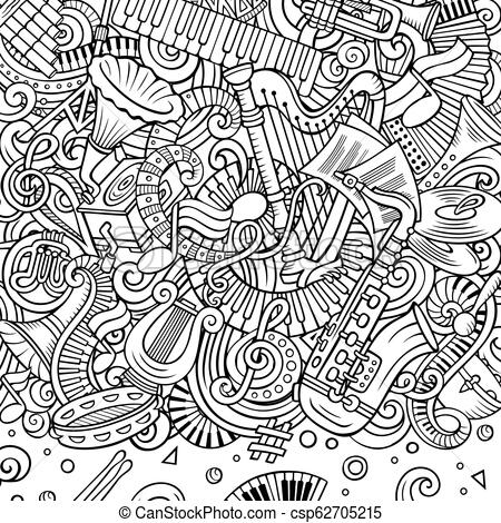450x470 Cartoon Vector Doodles Classic Music Frame Line Art Musical Border