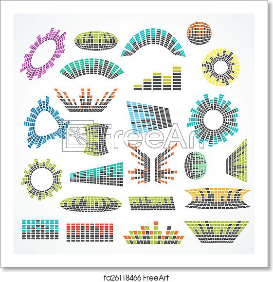 561x581 Free Art Print Of Set Of Cororful Music Equalizer Vector Design