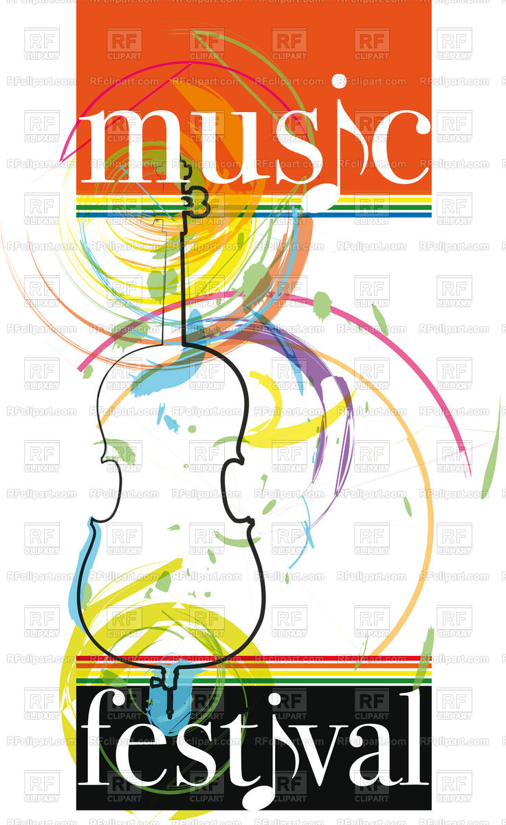 Music Festival Poster With Silhouette Of Violin In Abstract Style 736x1200 Music Festival Poster With Silhouette Of Violin In Abstract Style