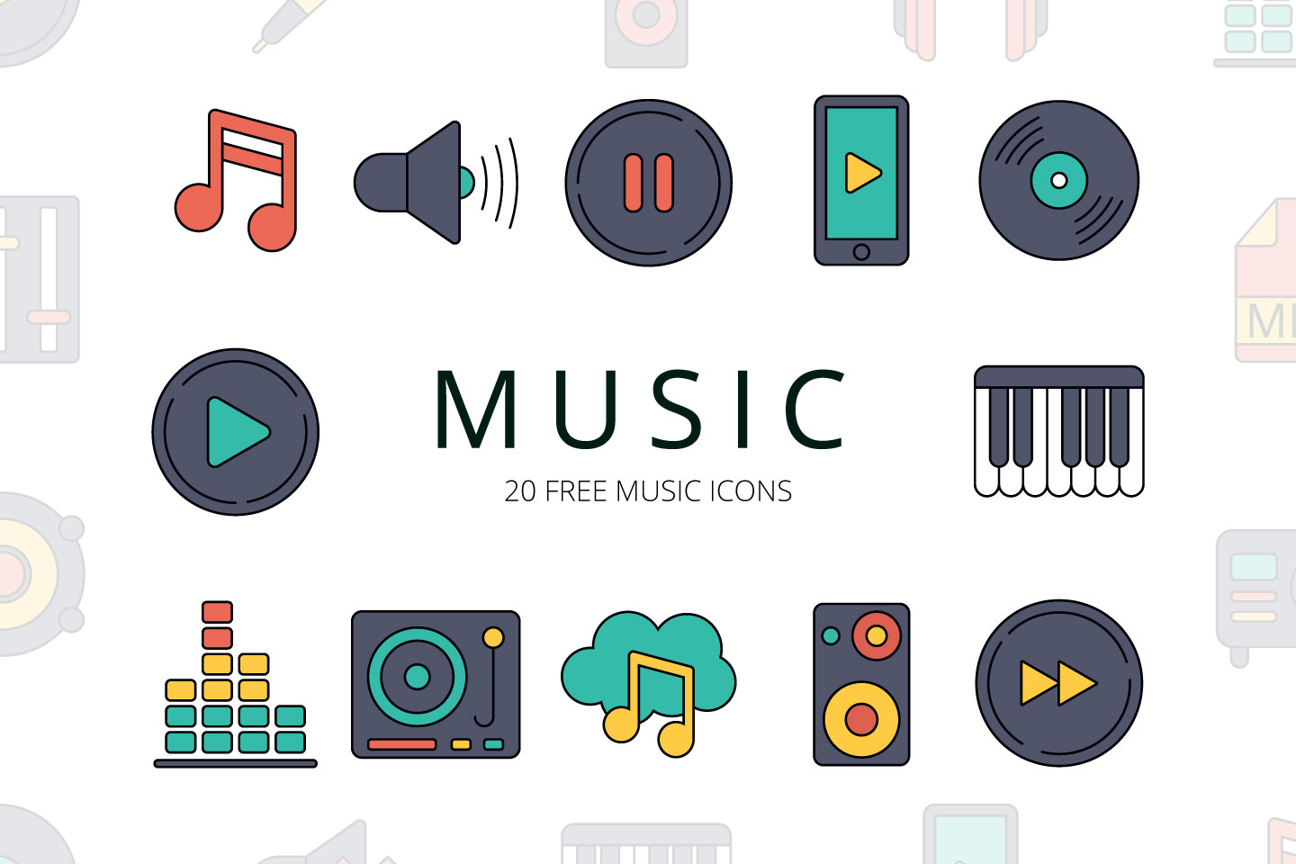 Music Vector Free Icon Set 1440x960 Music Vector Free Icon Set