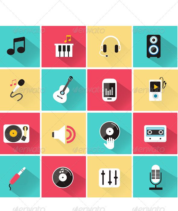 Vector Collection Of Music Icon In Flat Style Icon Design 590x700 Vector Collection Of Music Icon In Flat Style Icon Design