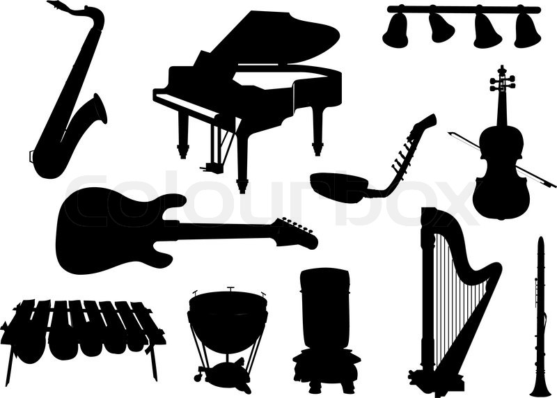 800x572 Collection Of Silhouettes Of Musical Stock Vector Colourbox