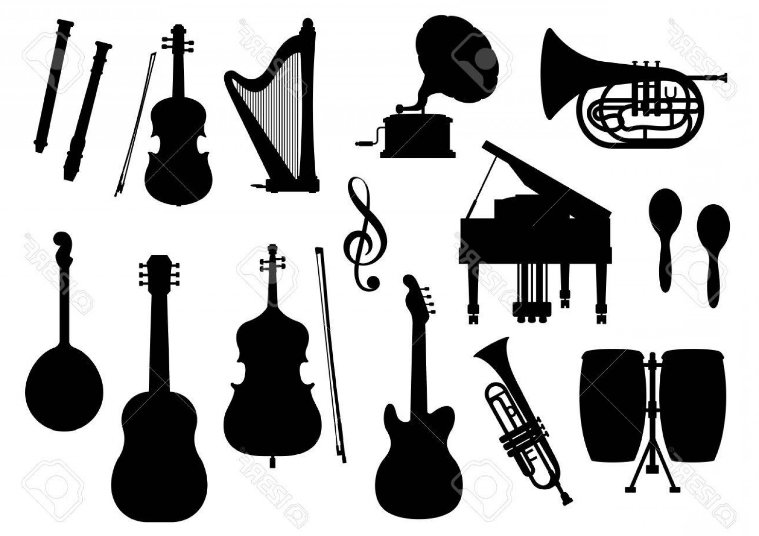 1560x1102 Photostock Vector Silhouette Of Musical Instruments Vector