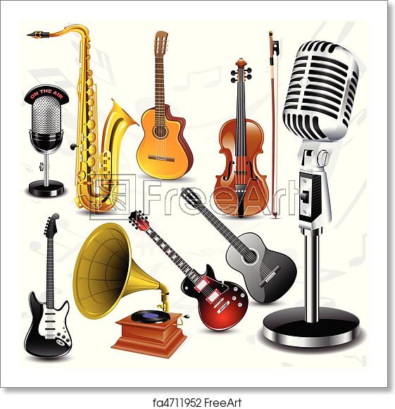 561x581 Free Art Print Of Vector Musical Instruments Set Off Different