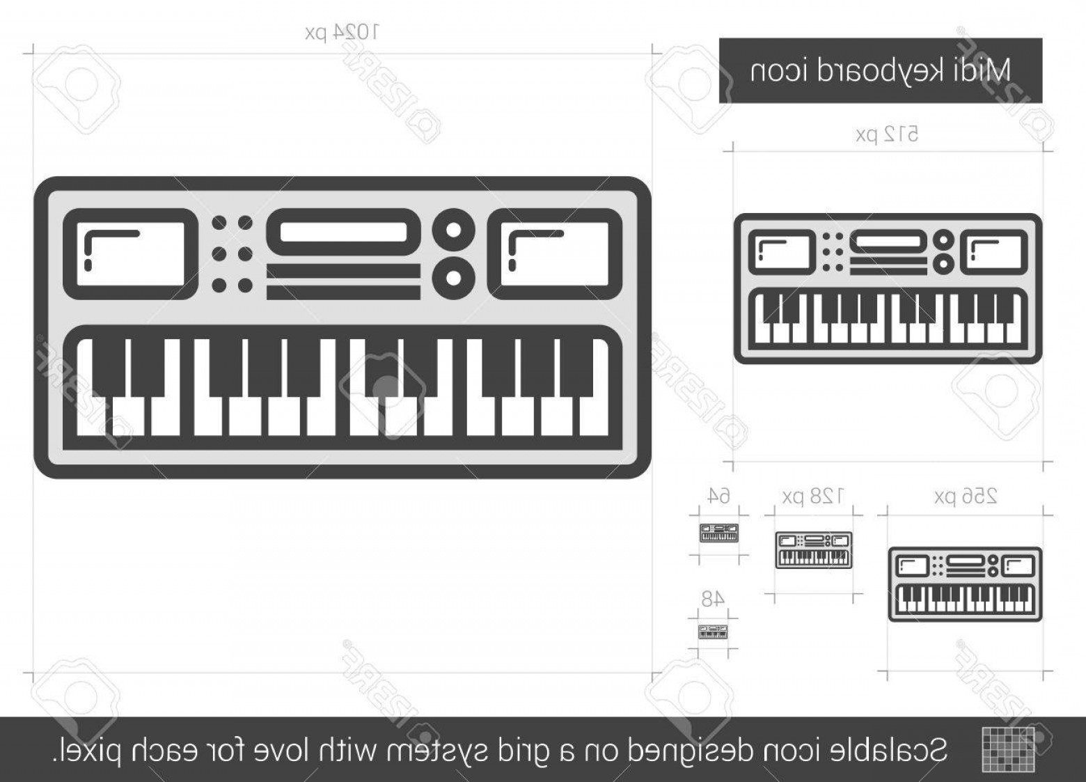 1560x1123 Photostock Vector Midi Keyboard Vector Line Icon Isolated On White