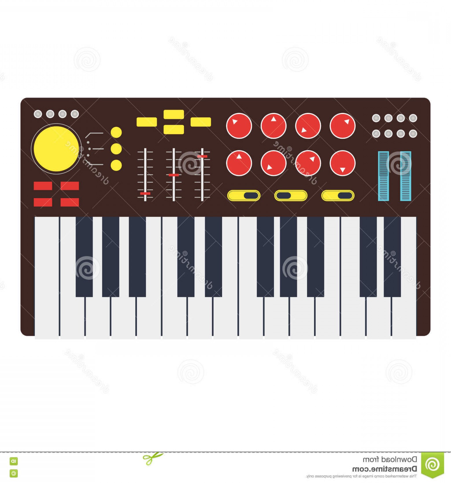 1560x1668 Stock Illustration Cartoon Synth Music Keyboard Vector Electronic