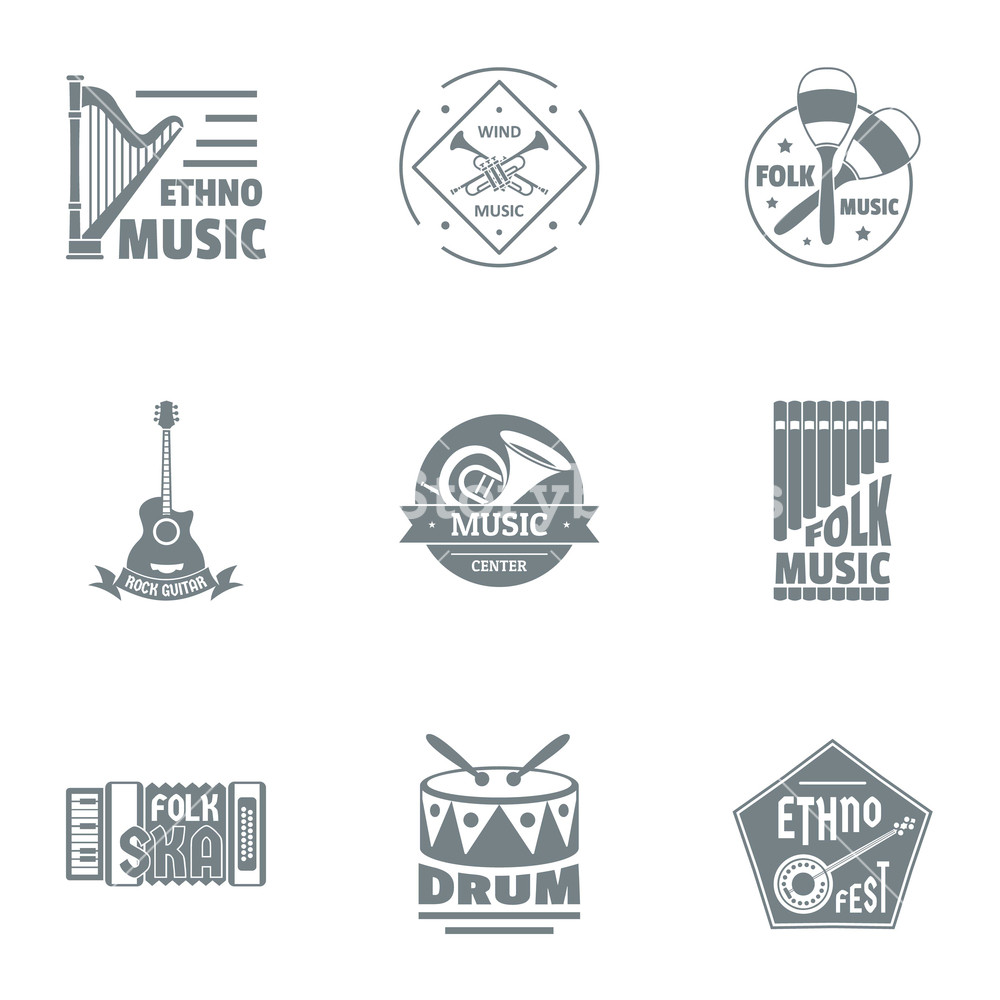 1000x1000 Drum Music Logo Set Simple Set Of Drum Music Vector Logo