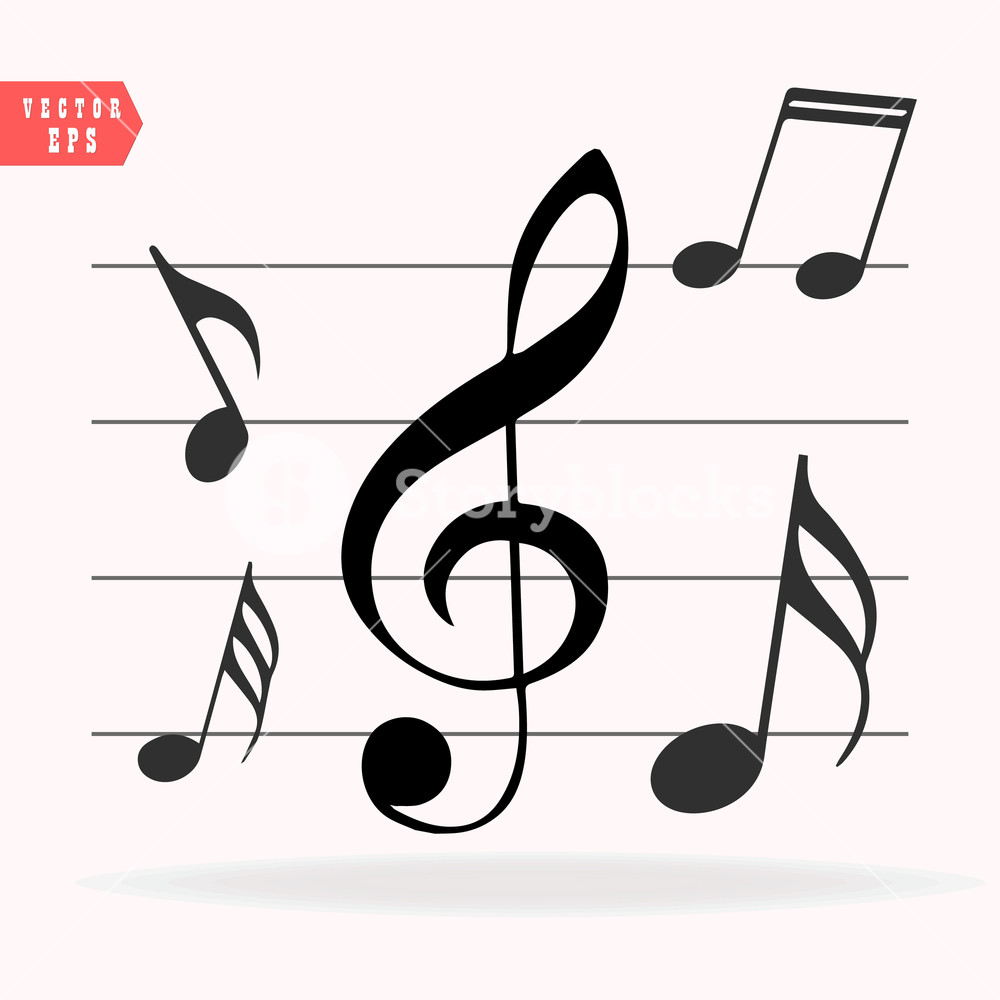 1000x1000 Musical Notes On Scale Music Note Icon Set Vector Illustration