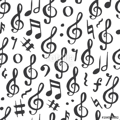 500x500 Music Note Seamless Pattern Vector Illustration Hand Drawn
