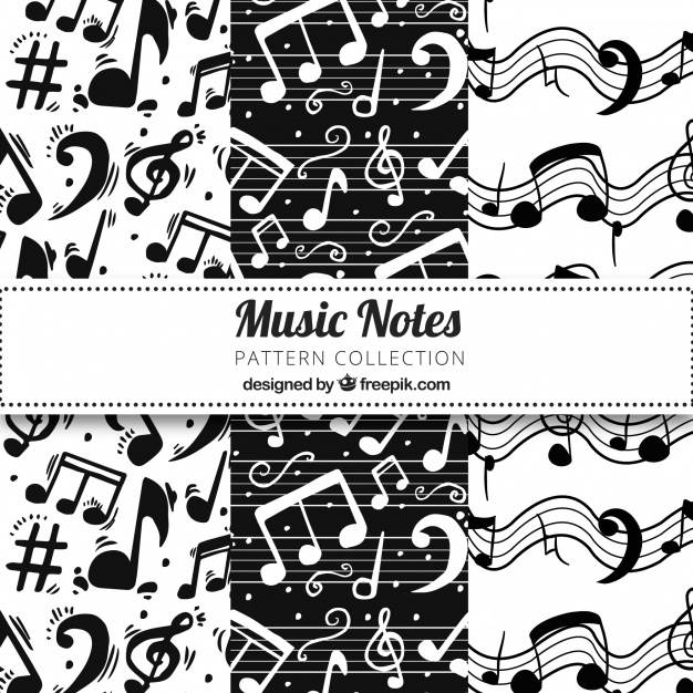 626x626 Black And White Music Notes Pattern Vector Free Download