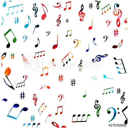500x500 Music Symbols Seamless Background Design Isolated Colorful Music