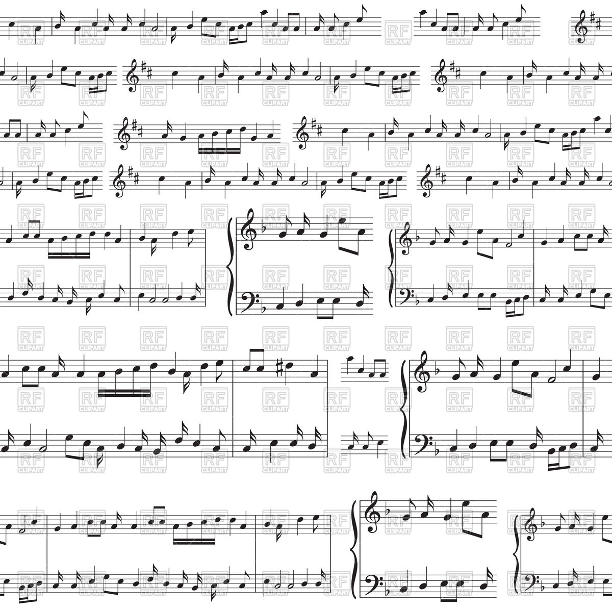 1200x1200 Seamless Pattern With Black Music Notes Vector Image