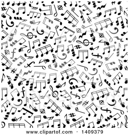 450x470 Clipart Of A Seamless Background Pattern Of Black Music Notes