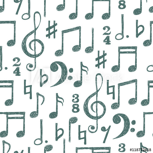 500x500 Hand Drawn Music Notes Seamless Pattern Vector Musical Background