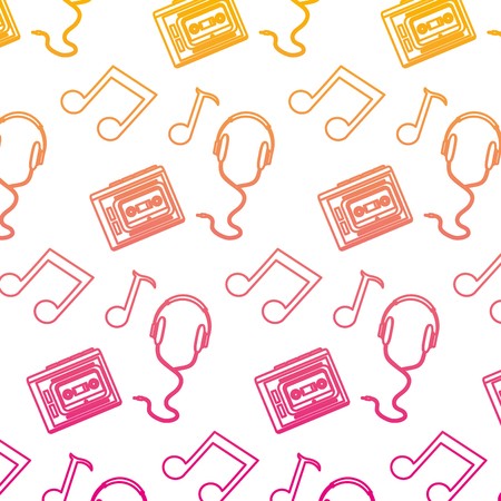Degraded Line Headphones With Cassette And Music Notes Background 450x450 Degraded Line Headphones With Cassette And Music Notes Background