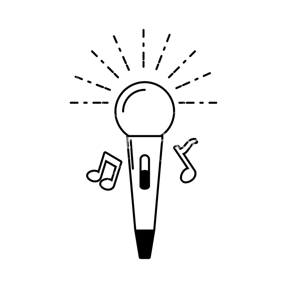 Microphone Music Notes On White Background Vector Illustration 1000x1000 Microphone Music Notes On White Background Vector Illustration