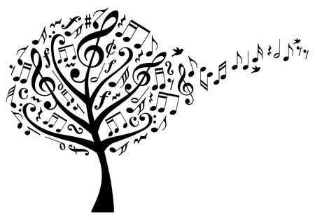 Music Tree With Treble Clefs And Flying Musical Notes, Vector 450x315 Music Tree With Treble Clefs And Flying Musical Notes, Vector