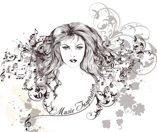 500x420 Hand Drawn Girl With Music Note Vector Graphics For Free Download