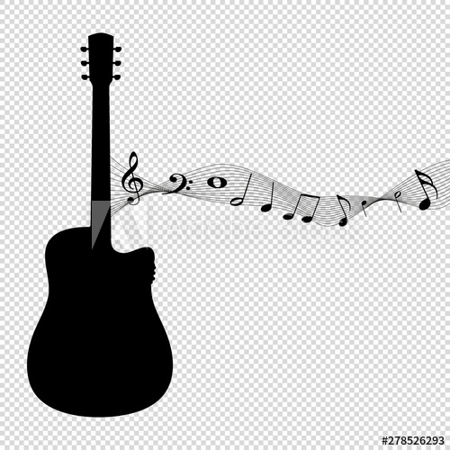 500x500 Guitar Silhouette With Music Notes