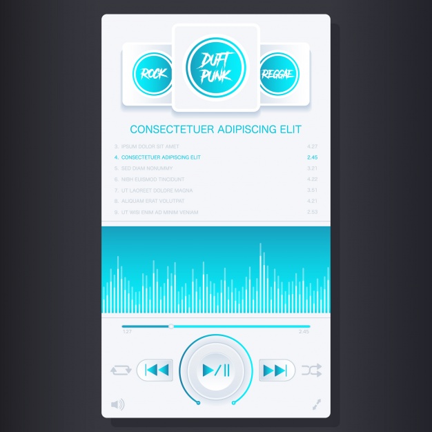 Music Player Design Vector Free Download 626x626 Music Player Design Vector Free Download