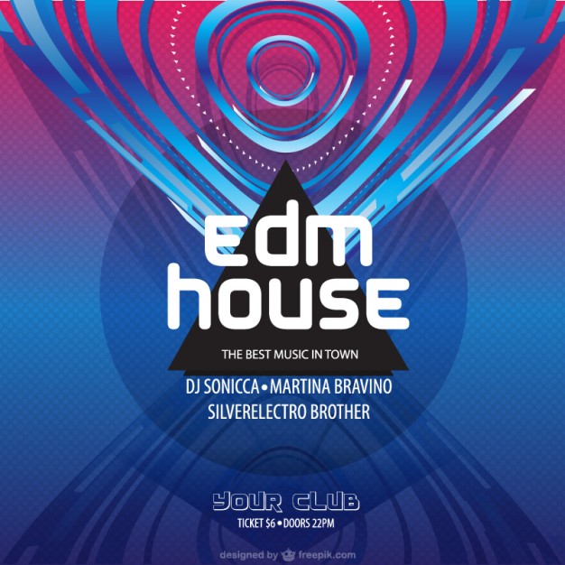 626x626 Electronic Dance Music Poster Vector Free Download