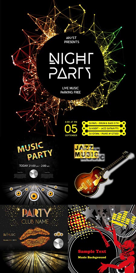 450x900 Music Poster Invitations Vector Design