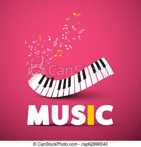 450x470 Music Poster Vector Design With Piano Keyboard On Pink Background