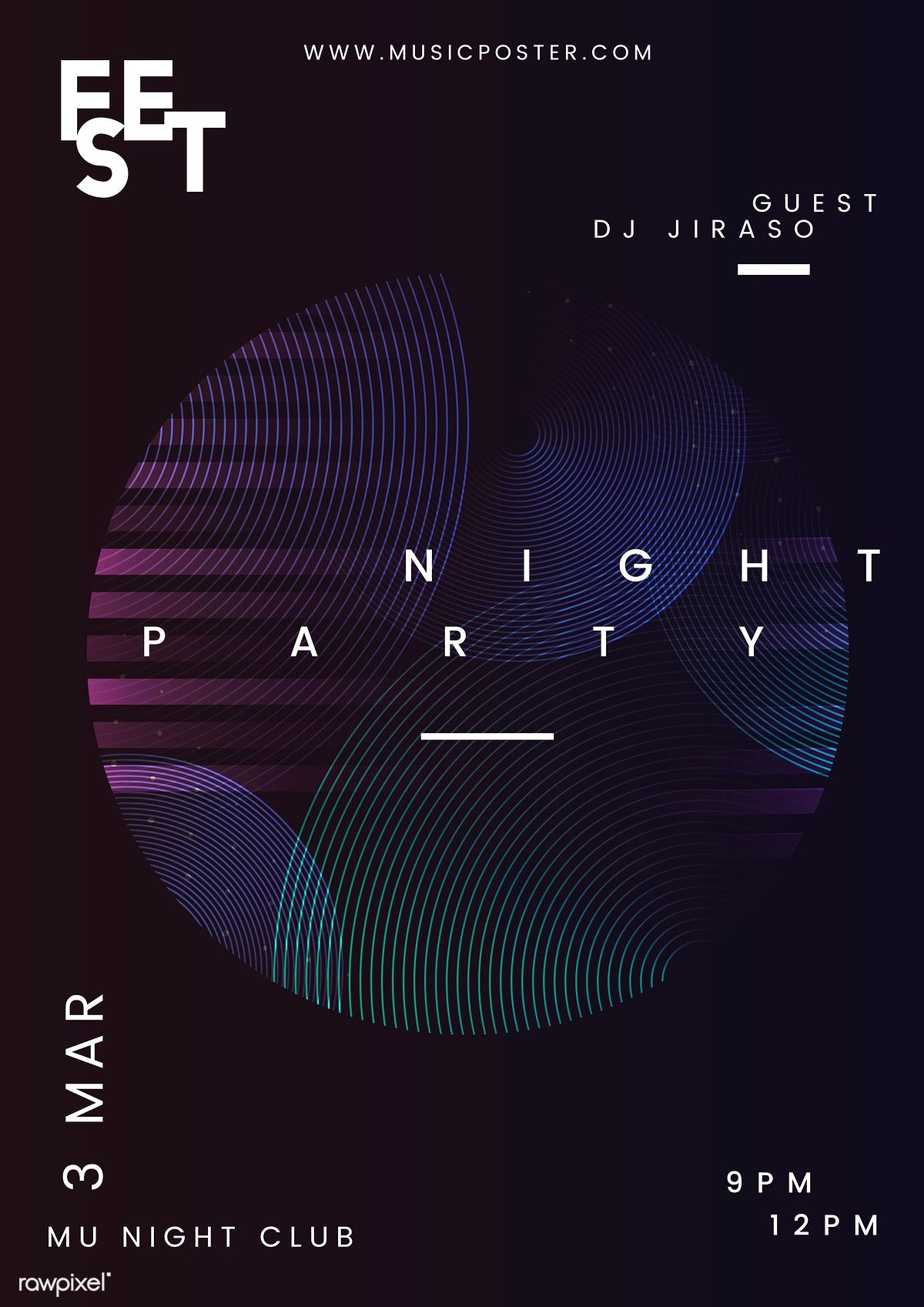 1200x1697 Night Party Music Poster Vector Free Image