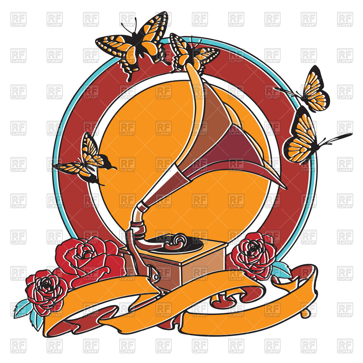 1200x1200 Retro Gramophone In Orange Colors