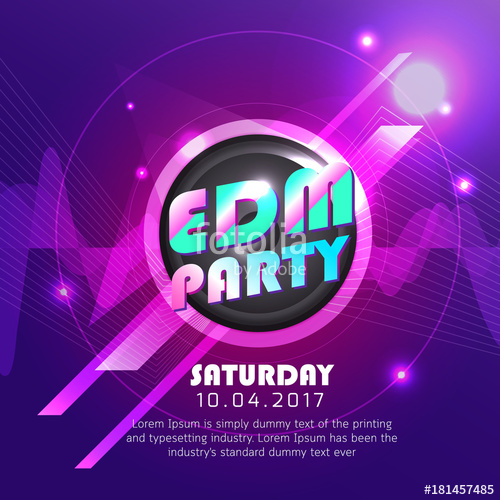 500x500 Electronic Dj Music Party Design Background Poster Vector Stock