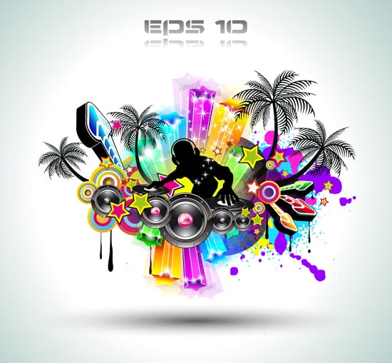 550x509 Abstract Music Poster Vector