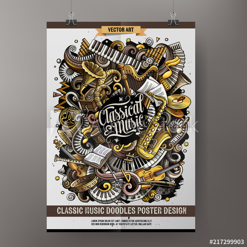 500x500 Cartoon Hand Drawn Doodles Classic Music Poster Design