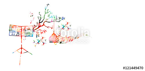 500x244 Creative Music Style Template Vector Illustration, Colorful Music