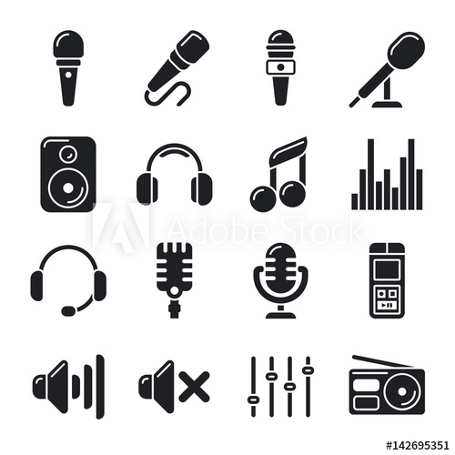 500x500 Studio Microphones, Music Vector Icons