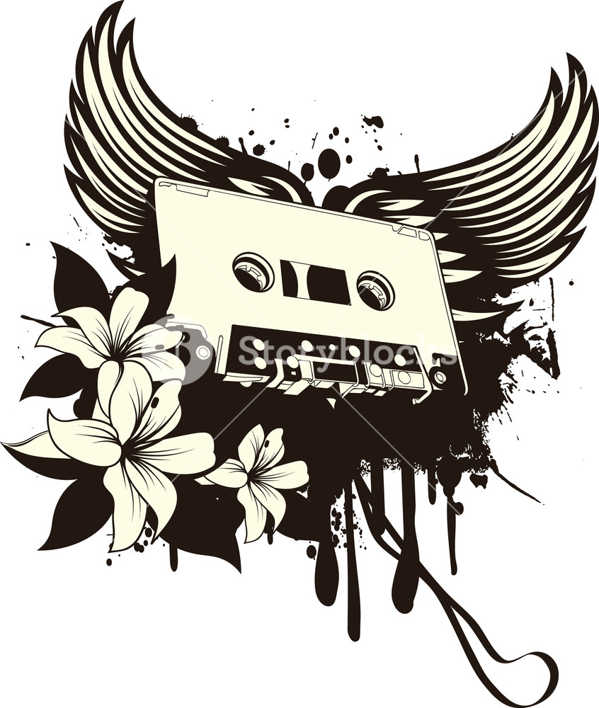 846x1000 Music Vector T Shirt Design With Cassette Royalty Free Stock Image