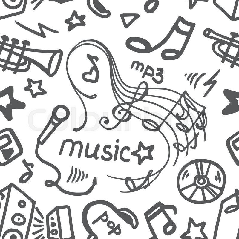 800x800 Music Doodle Symbols Seamless Stock Vector Colourbox