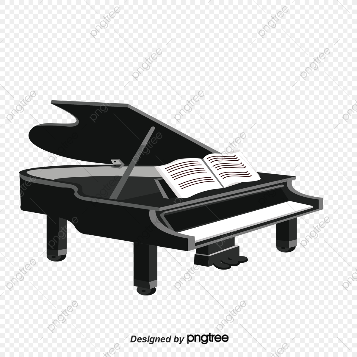 1200x1200 Vector Cartoon Piano And Music Score, Cartoon Vector, Piano Vector