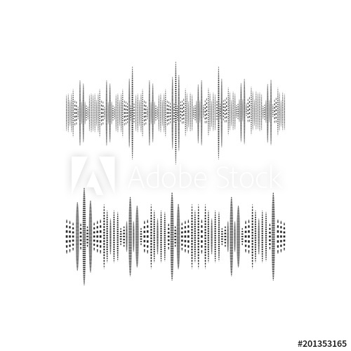 500x500 Halftone Sound Wave, Vector Illustration, Black And White Icons