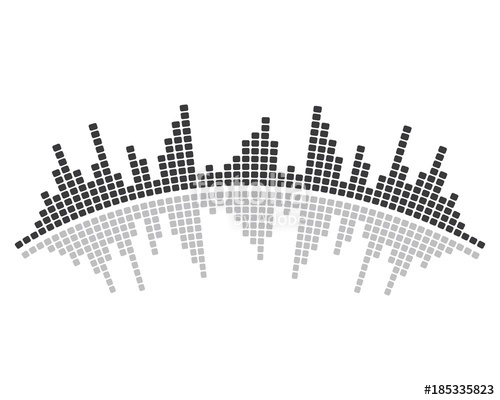 500x400 Audio Technology, Music Sound Waves Vector Icon Illustration