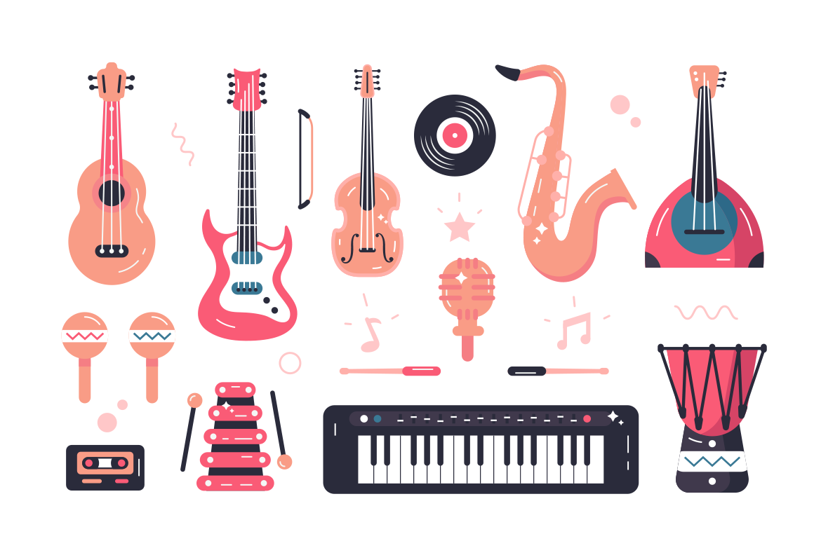 1160x772 Set Of Musical Instruments