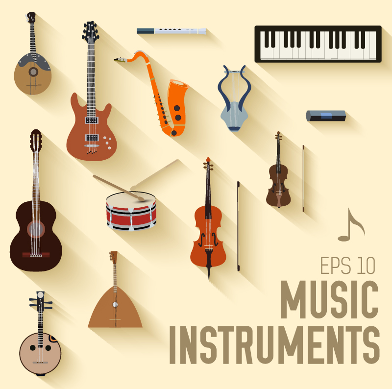 music instruments illustration vector free download