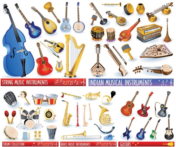 584x489 A Variety Of Musical Instruments Vector Free Vector