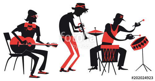 500x263 Musicians Playing On Musical Instruments, Vector Flat Design