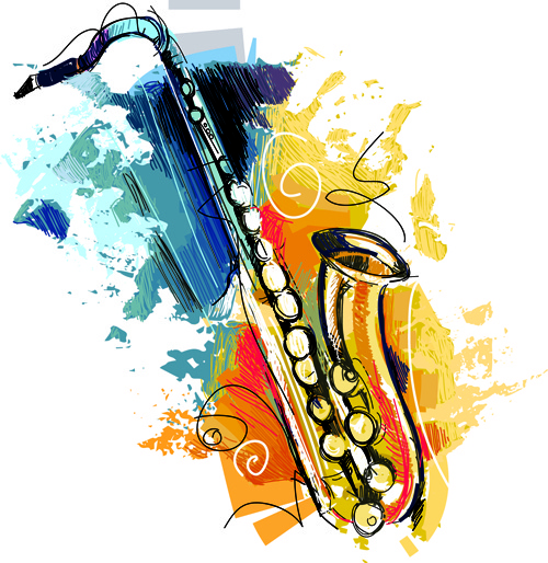500x514 Hand Drawn Colored Musical Instruments Vector Free Vector