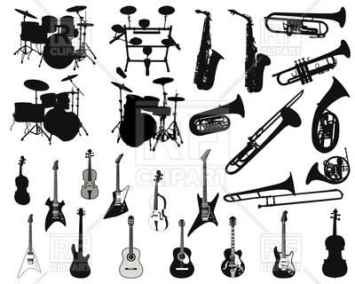 400x320 Set Of Stringed, Wind And Percussion Musical Instruments Vector