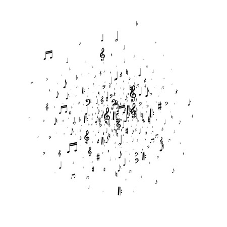 450x450 Musical Notes On White Background Many Random Falling Bass