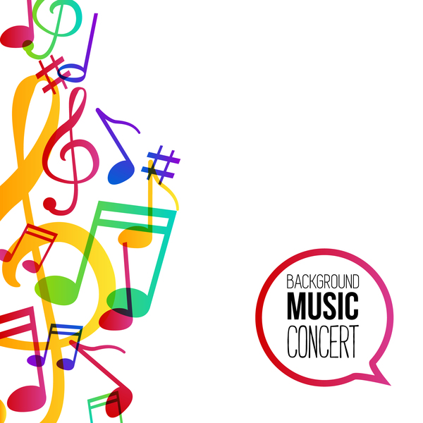 600x600 Musicbackground And Colored Musical Notes Vector Free Download